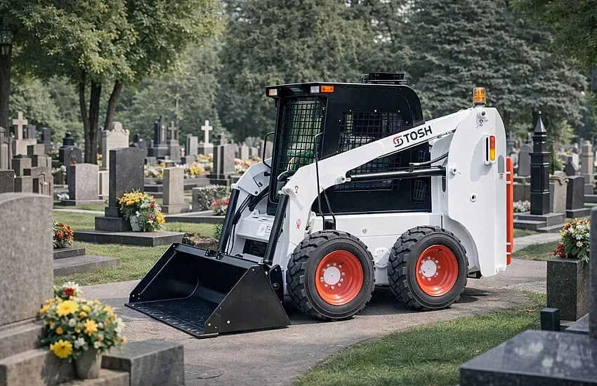 Mechanizacja prac cmentarnych – jak dobrać odpowiednią ładowarkę do obsługi i utrzymania cmentarza